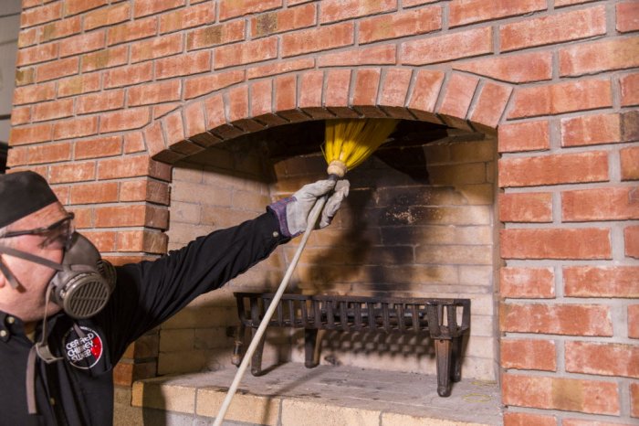 Chimney sweep at work